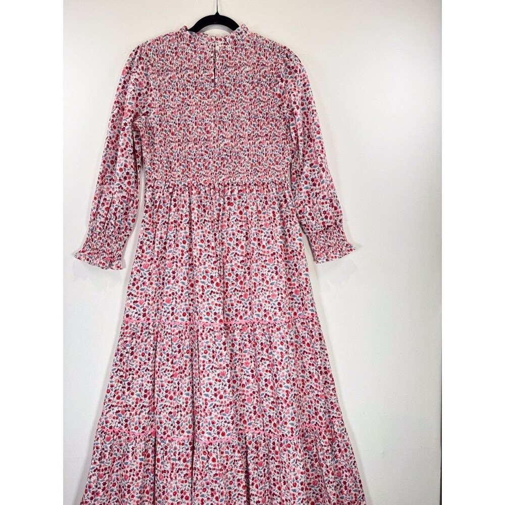 NWT Pink City Prints Maxi Dress Pink Scarlet Forest Isabel Smocked Tiered Small - Picture 11 of 13